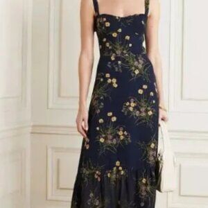 Reformation Nikita Corset Midi Dress in Mademoiselle Blue Floral